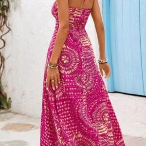 SHEIN Strapless Dress in Pink and Cream